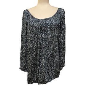 MICHAEL Michael Kors Black and White Speckled Long Sleeve Blouse